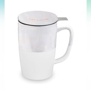 Pinky Up Delia 18oz Green "Rise and Shine" Tea Mug & Infuser NWT